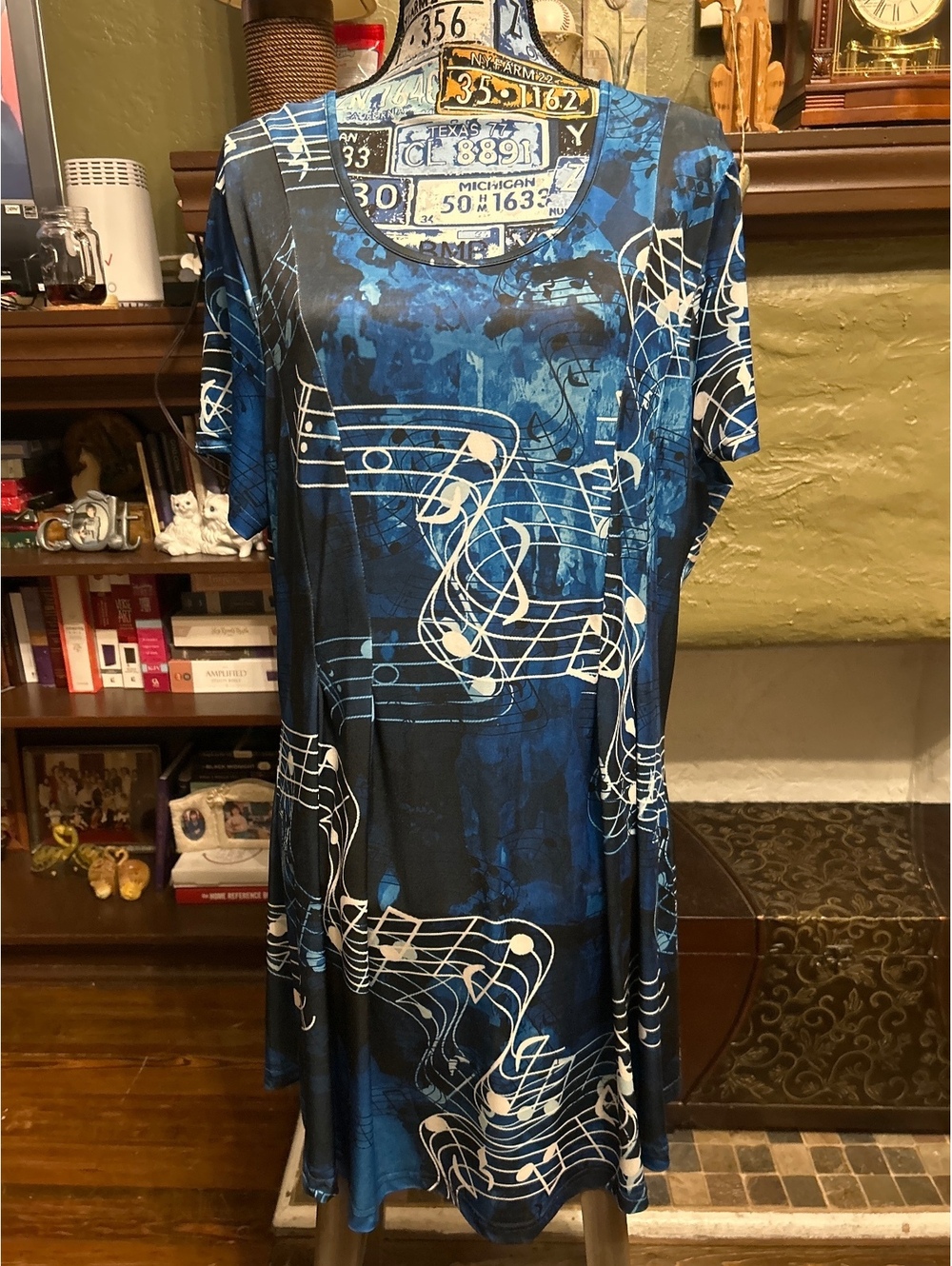 Azalea by Firmiana XL Blue Music Note Pattern Dress